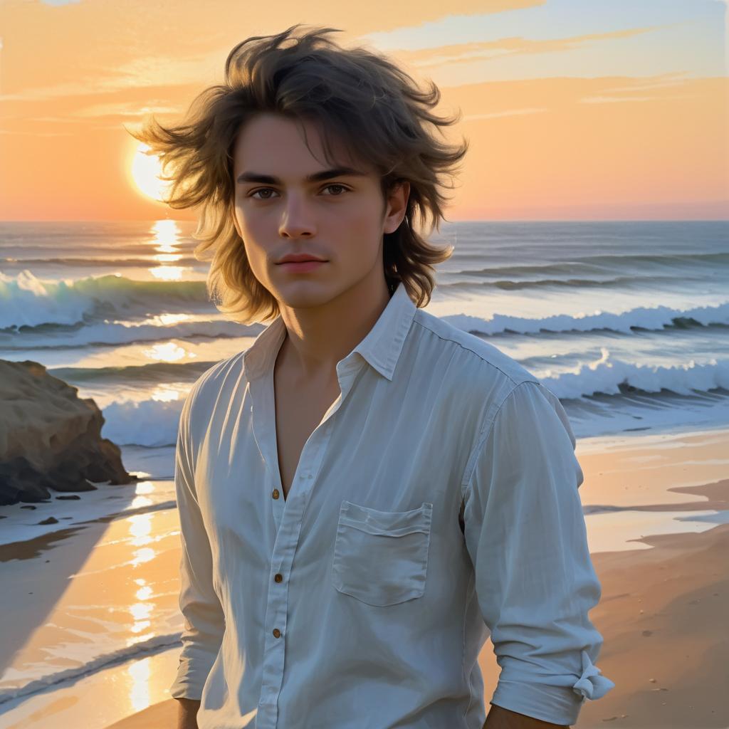 Surreal Sunset Portrait of a Young Man