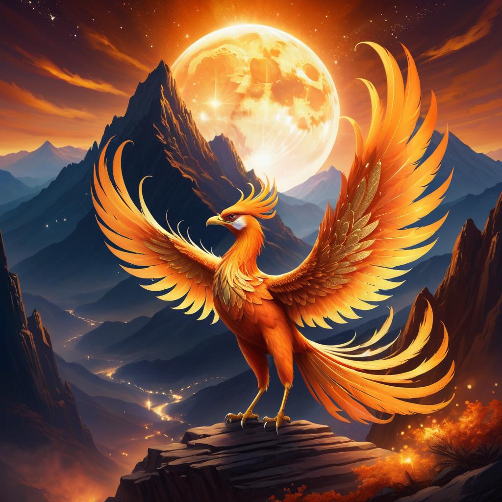 Majestic Phoenix Howling Under the Moon