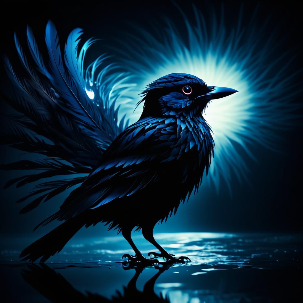 Surreal Nighttime Bird Silhouette Artwork