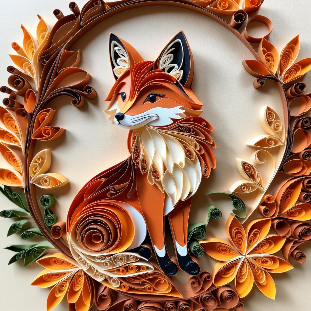 Whimsical Fox in Autumn Quilling Art