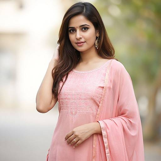 Realistic Photo of Girl in Pink Salwar Suit