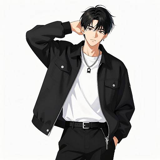 Stylish Modern Anime Young Man Pose
