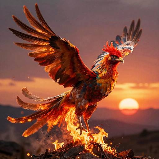 Realistic Phoenix Emerging from Fiery Vortex