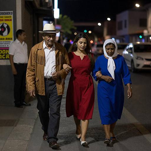 Nighttime Urban Stroll with Friends