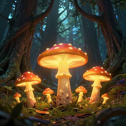 Enchanted Forest with Glowing Mushrooms