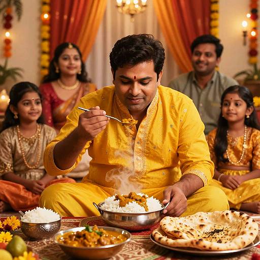 Joyful Indian Family Festival Feast