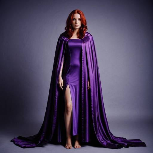 Woman in Long Purple Costume and Cape