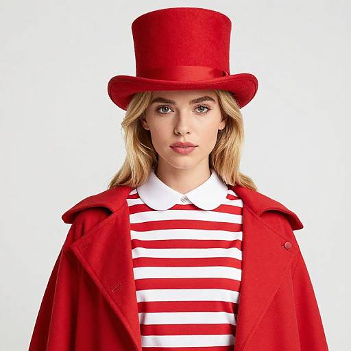 Blonde Girl in Red Striped Outfit