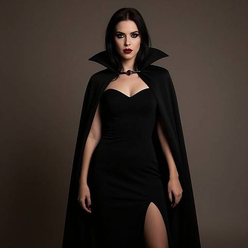 Elegant Woman Vampire in Black Dress
