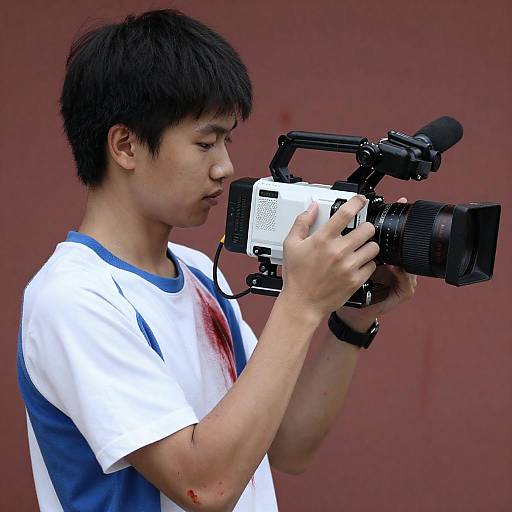 Intense Filmmaker Amidst Chaos