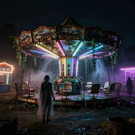 Haunted Forgotten Carnival at Night