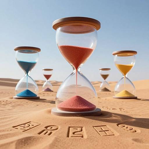 Surreal Desert with Towering Hourglasses
