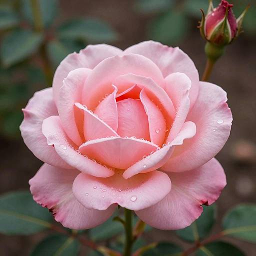 Macro Pink Rose with Water Droplets