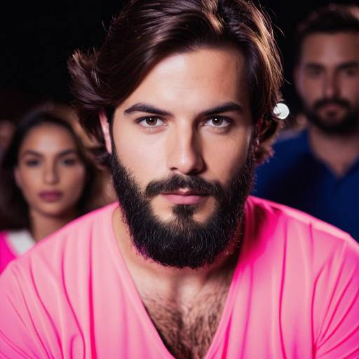 Man in Pink Neon Fancy Dress with Beard