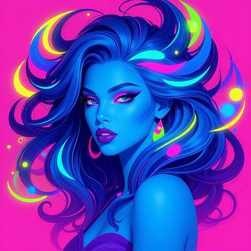 Futuristic Blue-Skinned Woman Illustration