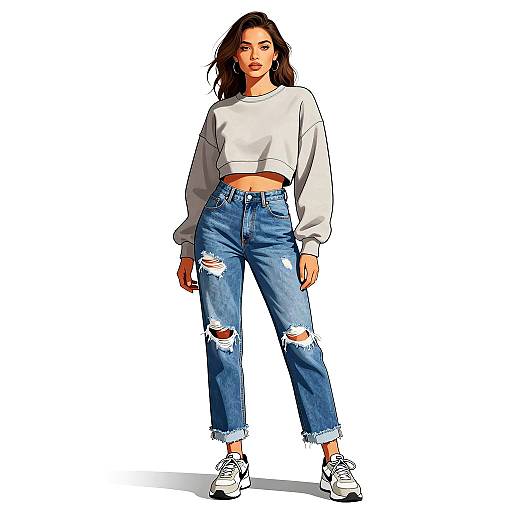 Confident Stylish Woman in Comic Art