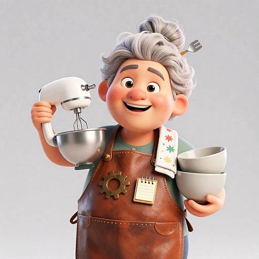 Whimsical 3D Grandma with Mixer