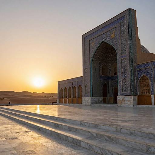 Serene Desert Mosque at Sunset