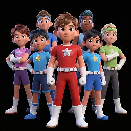Pixar-Style Diverse Child Superheroes
