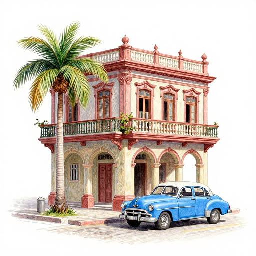 Cartoon Old Havana Malecon Scene