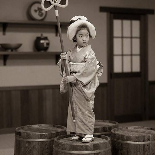 Young Girl in Traditional Japanese Attire