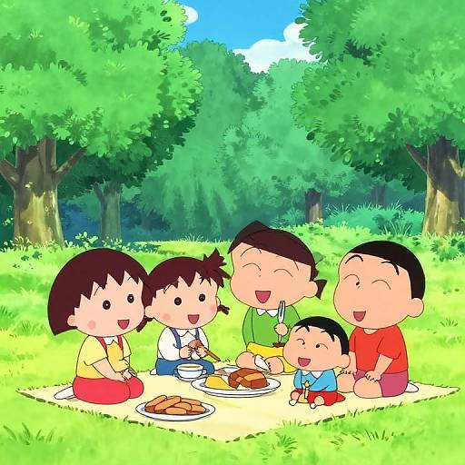 Sazae-san Family Picnic Scene