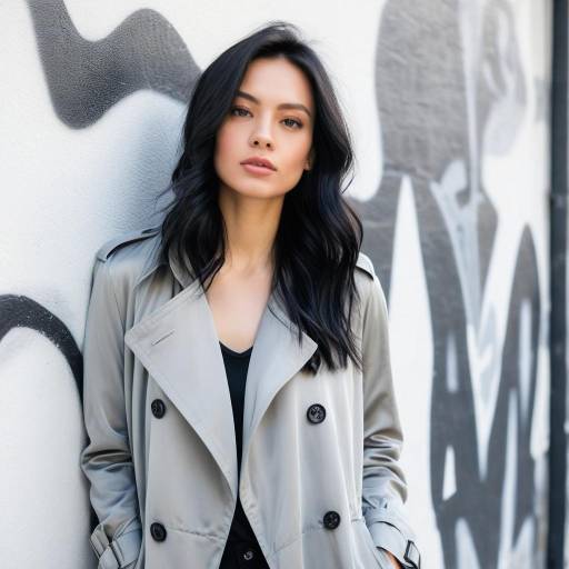Young Woman in Grey Trench Coat Urban Portrait