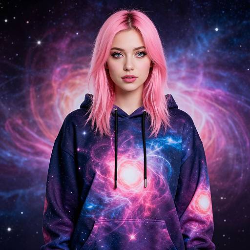 Vibrant Cosmic Portrait of Woman