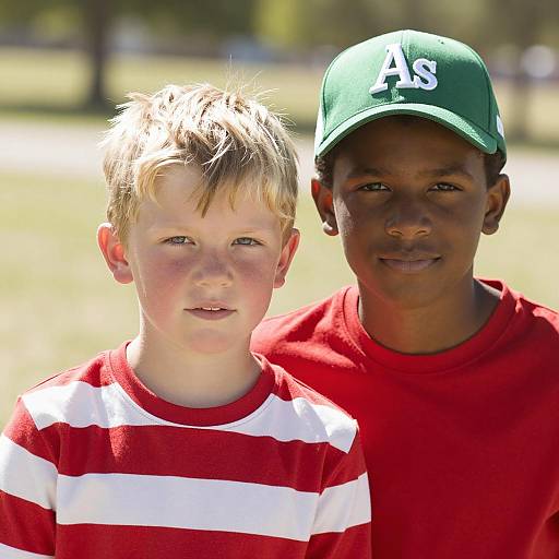 Sunlit Outdoor Portrait of Two Boys