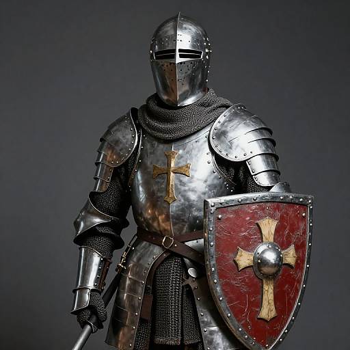 Medieval Knight with Cross Shield