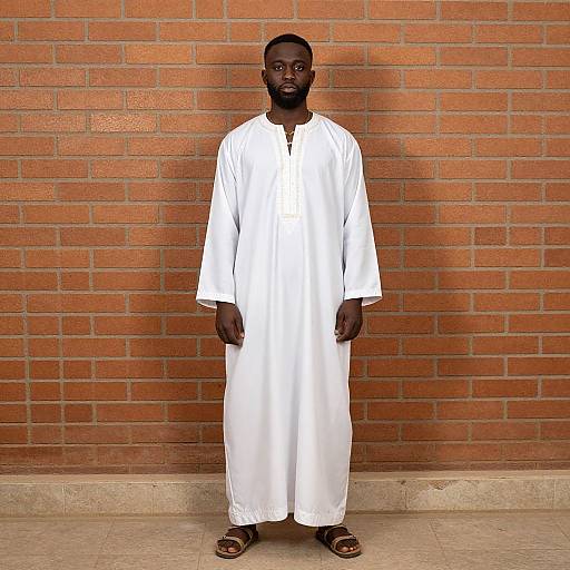 Dark-Skinned Man in Kaftan Costume