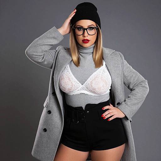 Confident Curvy Woman in Stylish Outfit