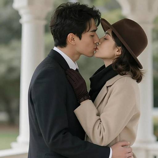 Romantic Kiss with Elegant Background