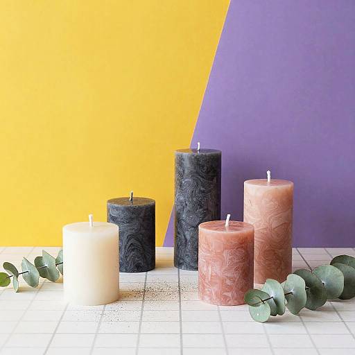 Elegant Marbled Candles and Eucalyptus