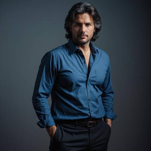 Serious Middle-Aged Man in Casual Shirt