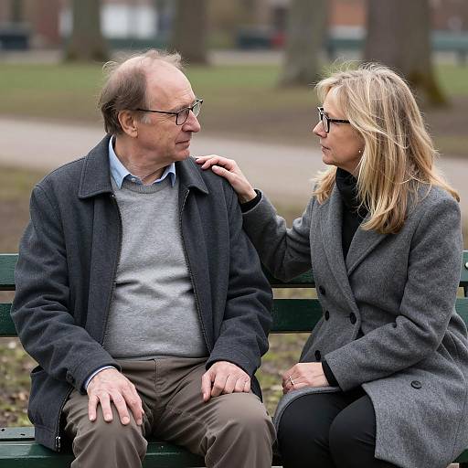 Middle-Aged Couple on a Park Bench