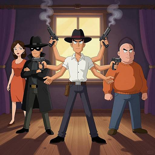 Dynamic Cartoon Characters in a Dim Room