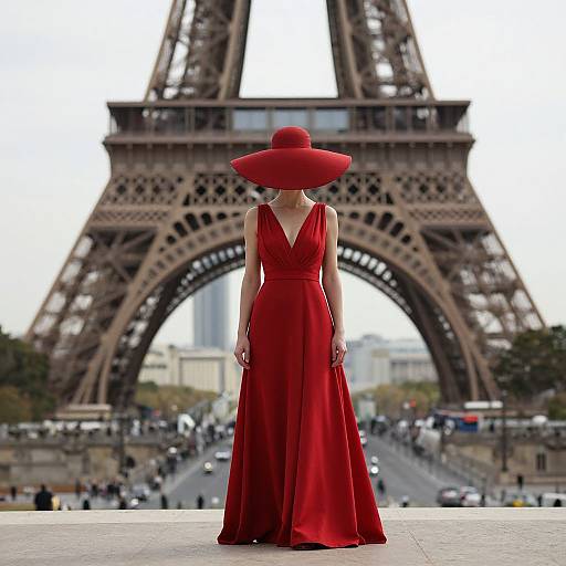Elegant Woman by Eiffel Tower
