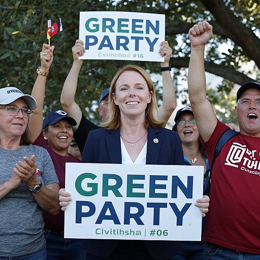 Photograph of diverse group holding 