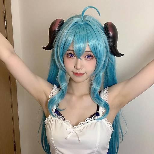 Young Woman with Turquoise Hair Portrait