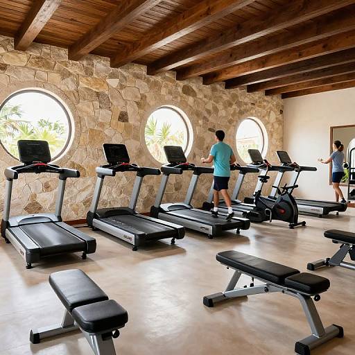Spacious Gym with Stone Walls