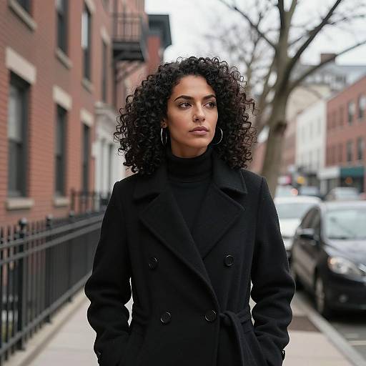 Urban Woman with Curly Black Hair