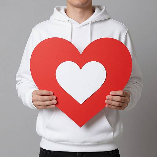 Man Holding Red Heart Cutout