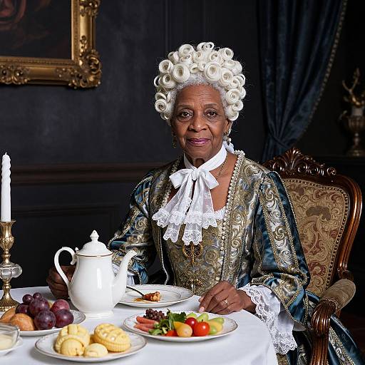 Elderly Woman in Baroque Tim Burton Style