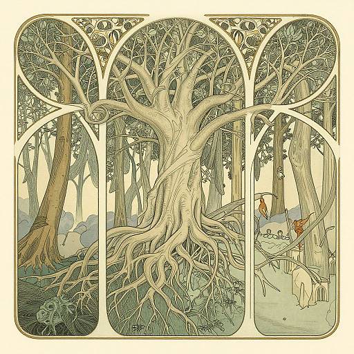 Magical Forest in Art Nouveau Baroque