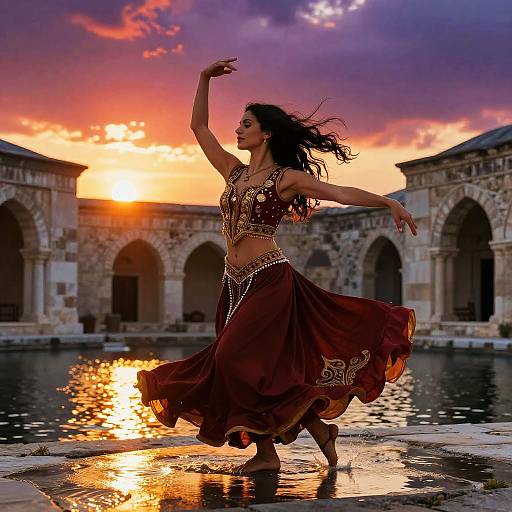 Muscular Turkish Folk Dancer in Golden Light