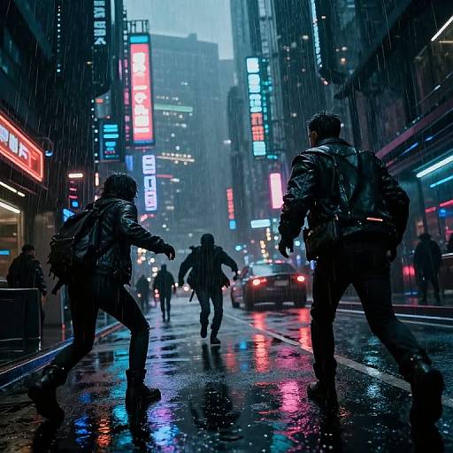 Futuristic Cyberpunk Stabbing Chaos