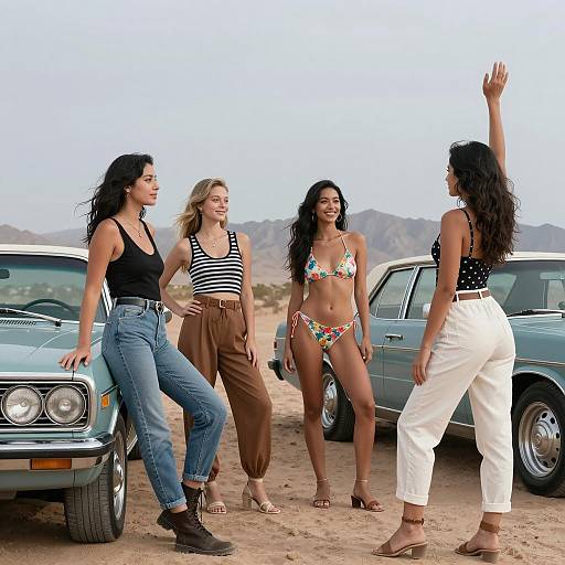 Four Women in a Desert Setting