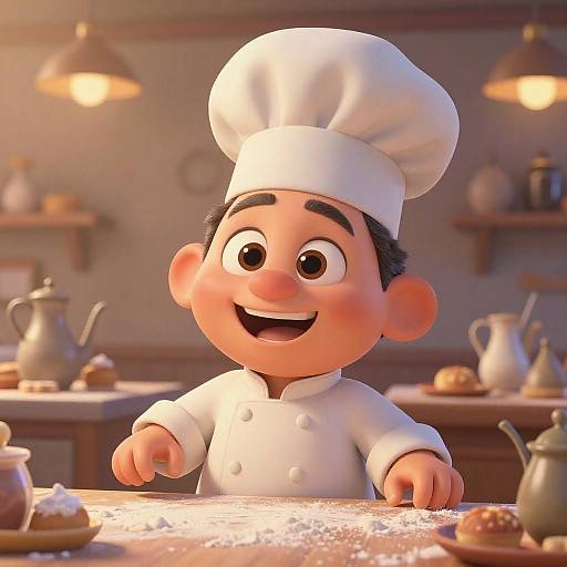3D Animated Cute Pastry Chef in Bakery