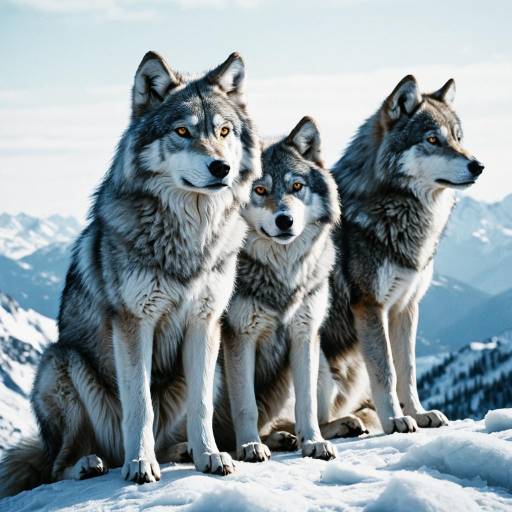 3D Animated Siberian Wolves on Mountain Ridge 3D Animated Siberian Wolves on Mountain Ridge